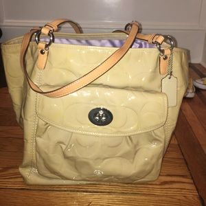 Coach paten leather embossed tote
