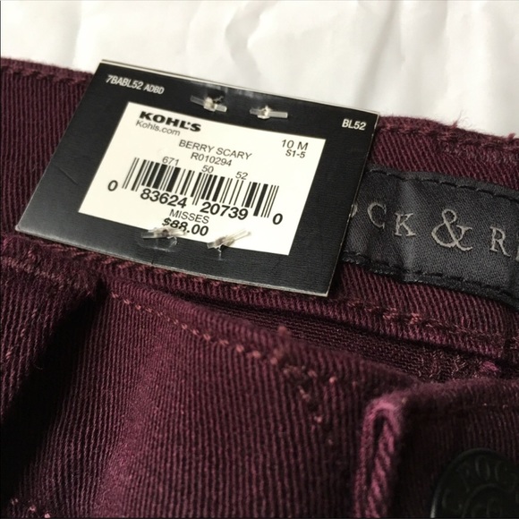 Rock & Republic Kashmiere Maroon Jean Leggings New - Picture 6 of 8