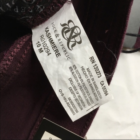 Rock & Republic Kashmiere Maroon Jean Leggings New - Picture 7 of 8
