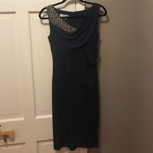 Stunning navy Kay Unger dress with beaded detail