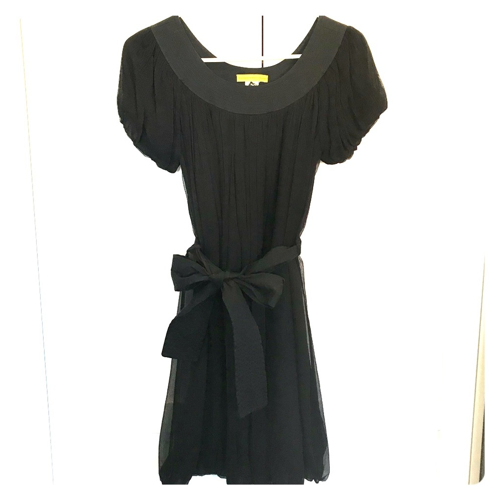Catherine Malandrino Black Tie-Belt Dress