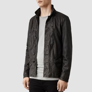 Allsaints Men's Black Leather Jacket Small