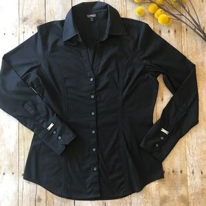 Express Slim fit essential button down blouse