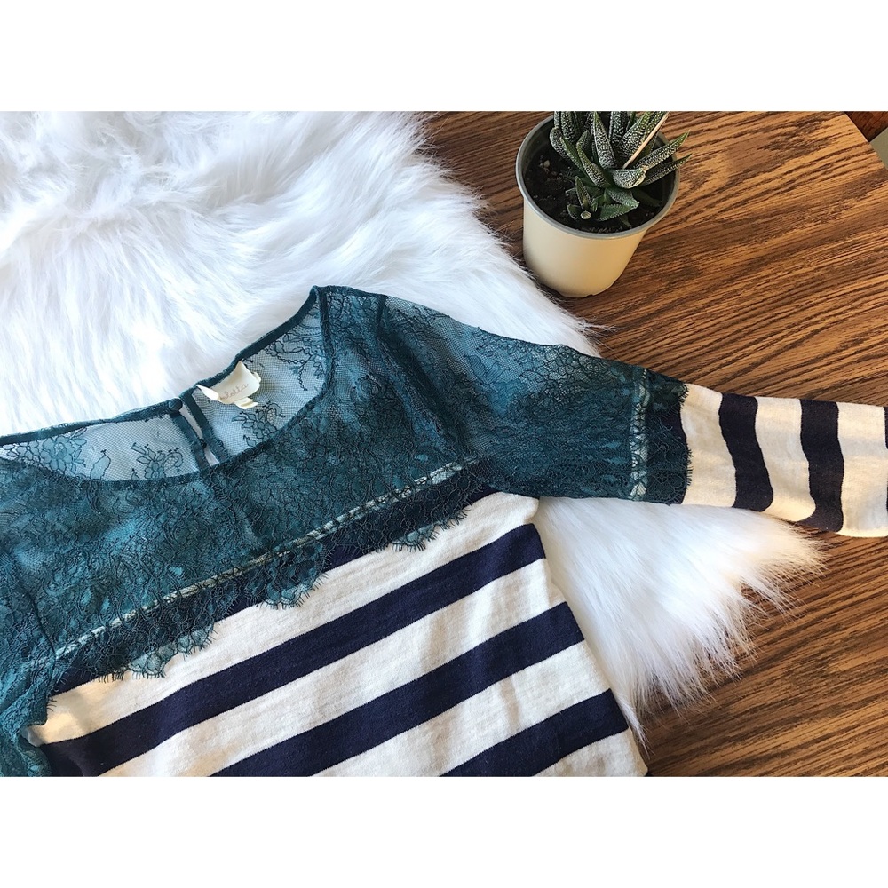 NWOT Anthropologie Lace Striped Blouse