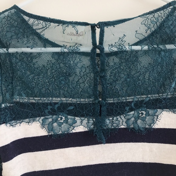 NWOT Anthropologie Lace Striped Blouse - Picture 4 of 8