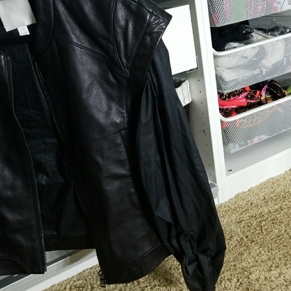 Ashley B leather jacket with windbreaker sleeves