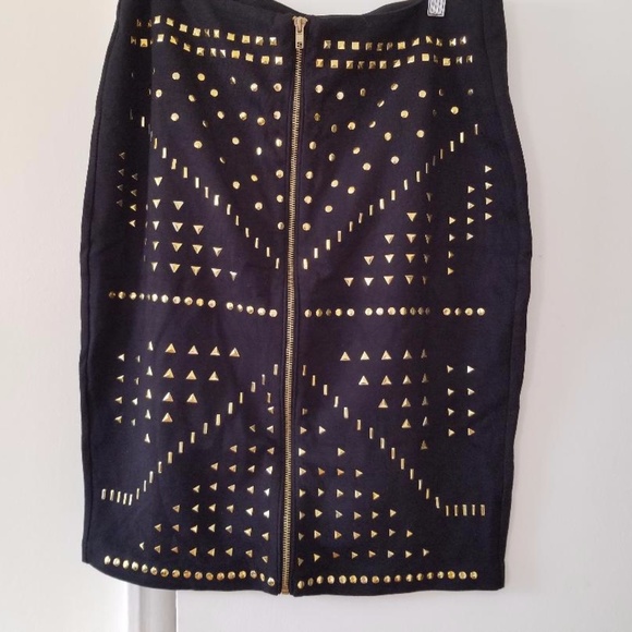 Ashley Stewart Dresses & Skirts - ASHLEY STEWART WOMEN'S FRONT ZIP STUDDED SKIRT 14