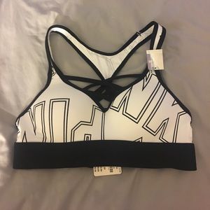 White and Black PINK Sports Bra