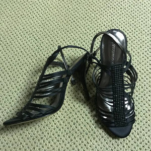 BCBG NWT black satin & crystals sizes 5.5-9.5