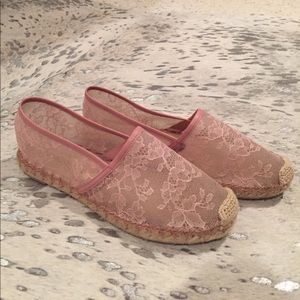 Valentino pink lace espadrilles