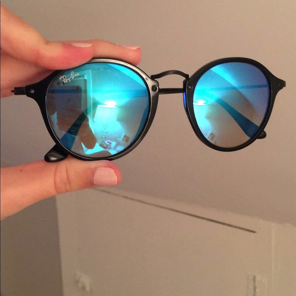 Ray-Ban Round Fleck Flash Lenses Gradient- Blue