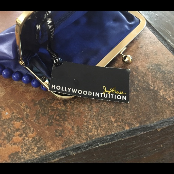 Beaded royal blue & gold  purse - Picture 2 of 5