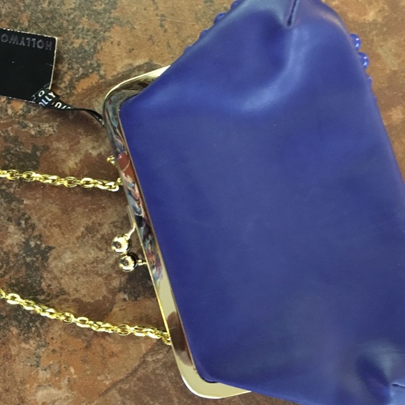 Beaded royal blue & gold  purse - Picture 4 of 5