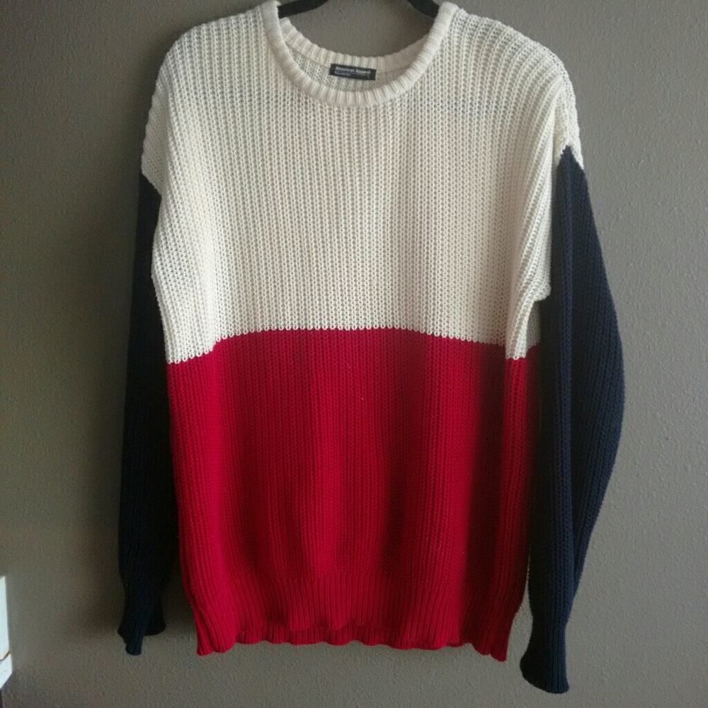 American Apparel colorblock Fisherman sweater L