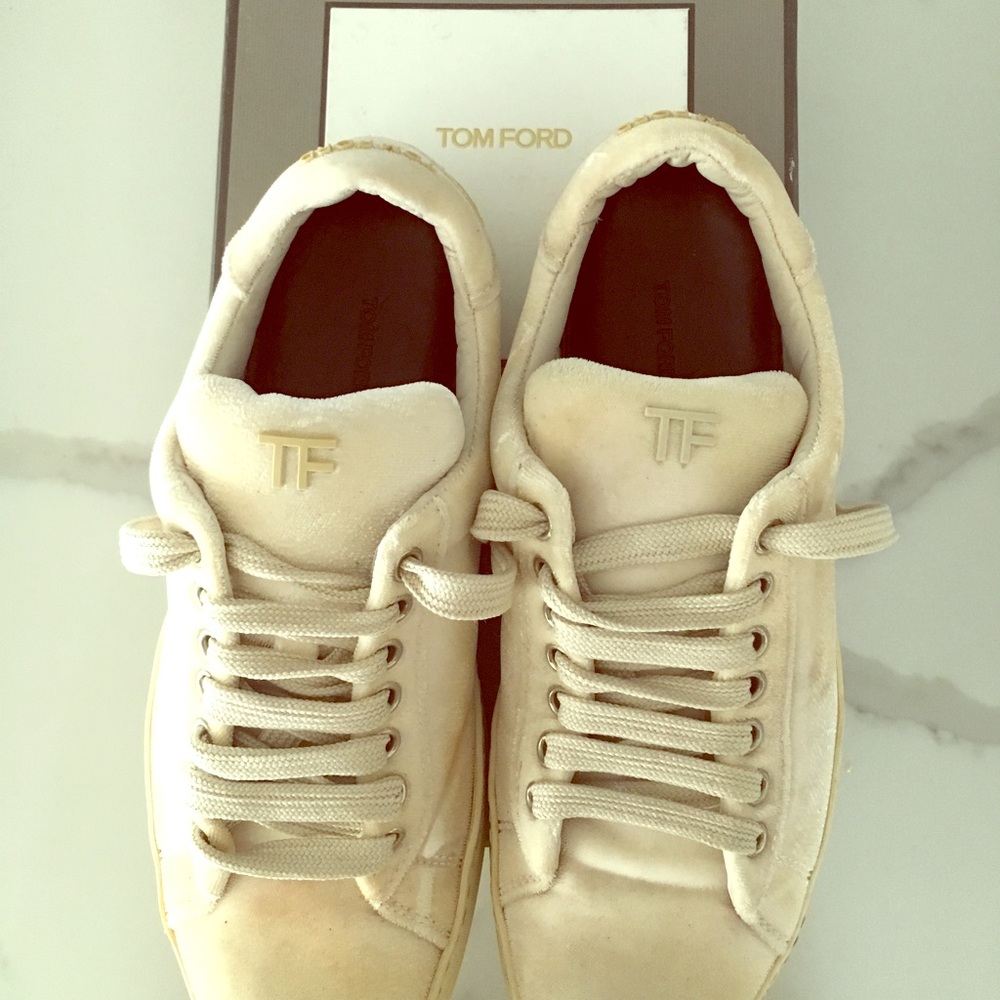 Tom Ford white velvet sneakers size 38