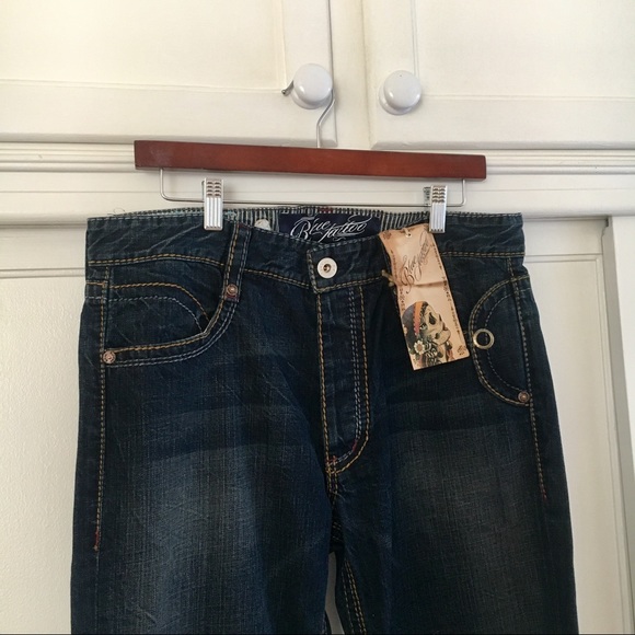  Man's Blue Tattoo Jeans  - Picture 2 of 7