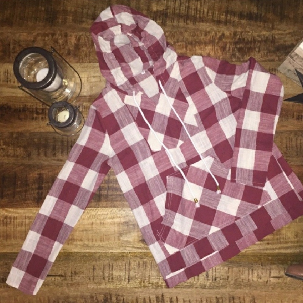 *SOLD* Red and white plaid hoodie