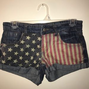American Flag jean shorts