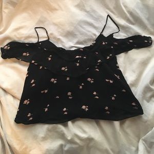 Zara open shoulder flowered top