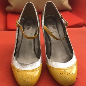 J.Crew Yellow Silver Olive Green Mary Janes