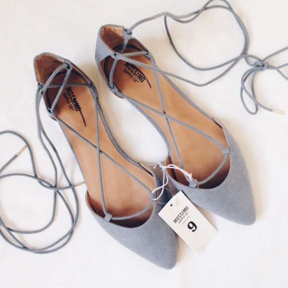 Mossimo Supply Co. Shoes - Mossimo Blue Lace-Up Pointed Toe Ballet Flats