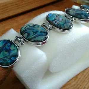 Abalone Shell & Silvertone Toggle Close Bracelet