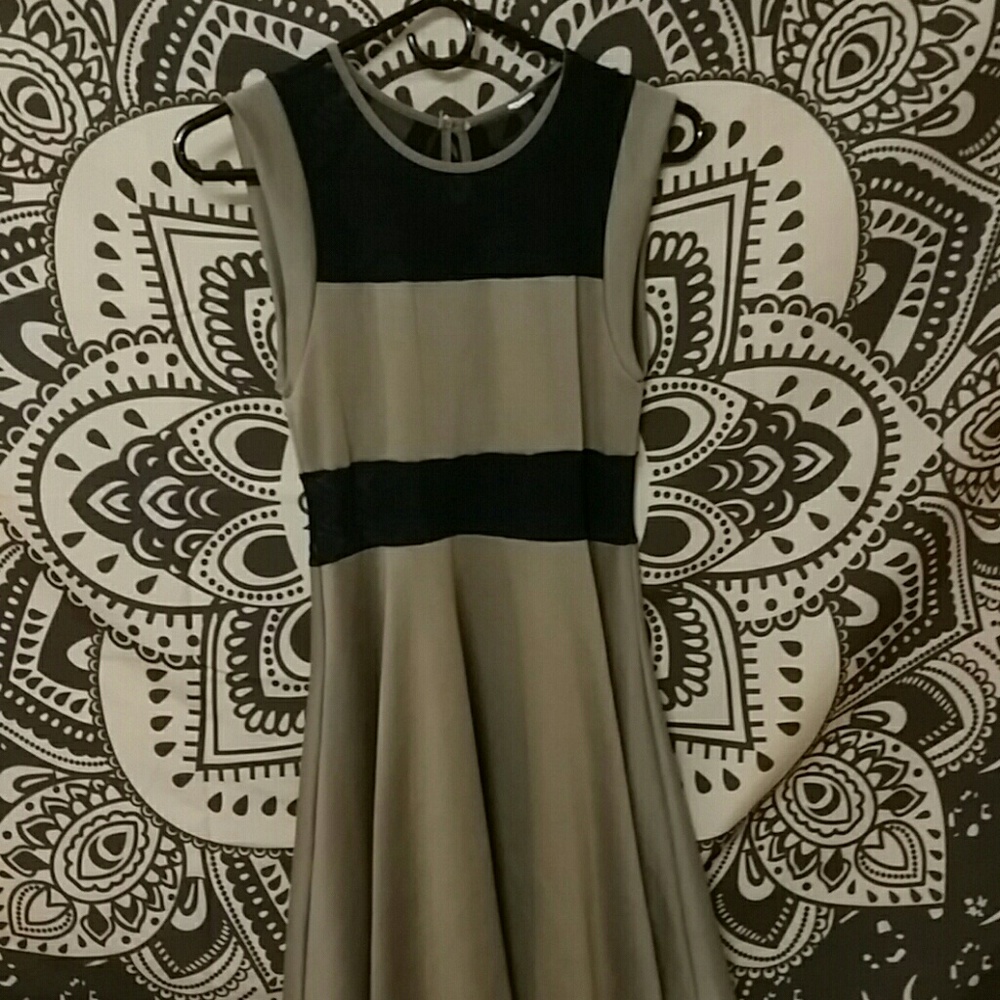 Tan dress with sheer parts