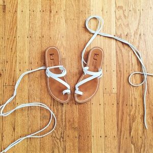 K. JACQUES: Genuine leather ankle wrap sandals