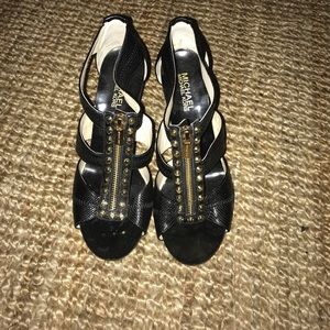 Michael Kors Gold Studded Heels with Zipper