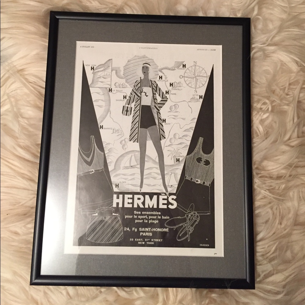 Hermes framed ad from 1930