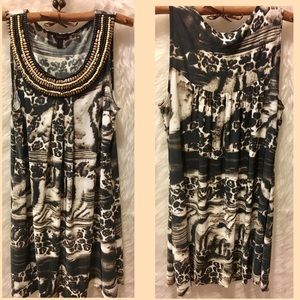 Forever Dresses,Animal Print dress beaded Neckline