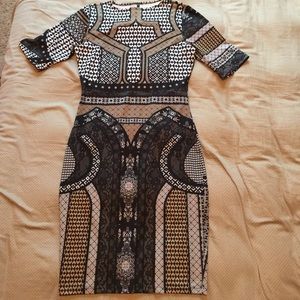 Baroque/Lace Print Bodycon Dress