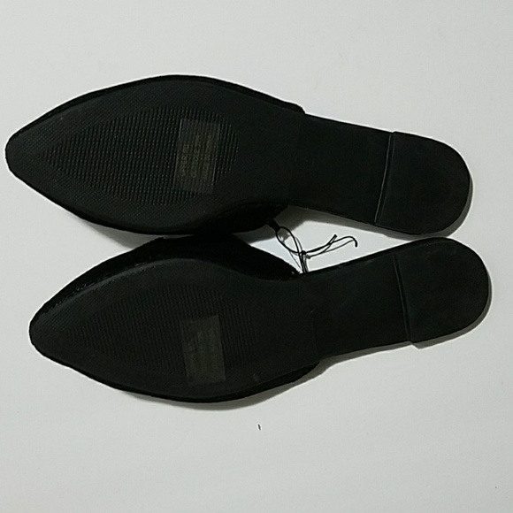 ⚡🎈➡️Bow -Accented Black Velvet Flat Mules Size 7 - Picture 3 of 3