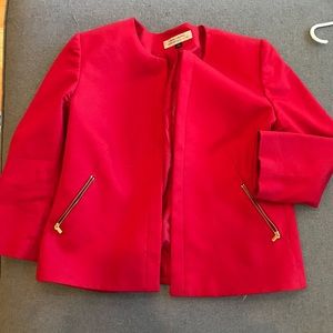 Tahari Red Cropped Blazer