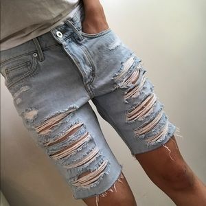Ripped Denim Coachella Shorts (Long)