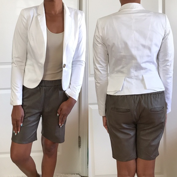 H&M Jackets & Blazers - H&M White One Button Peplum Back Blazer