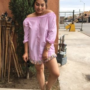 Cute off the shoulder dress!