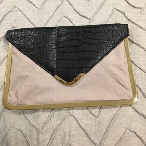 Asos Grey and Black Clutch with Gold Clasp Asos Grey and Black Clutch with Gold Clasp