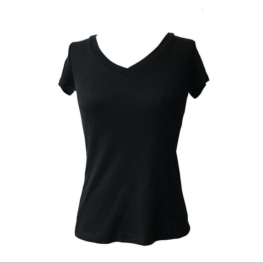 Basic black ribbed tee