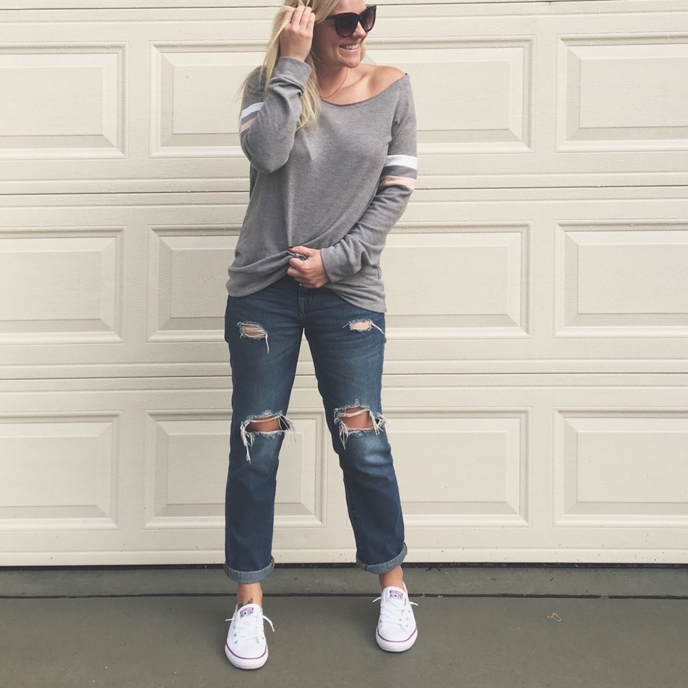Jayne Nash | Heather Gray Varsity Sweatshirt