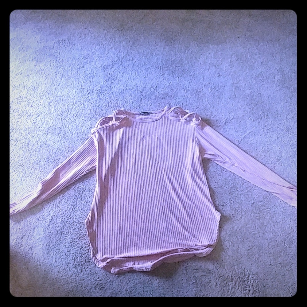 Boohoo blush ribbed top