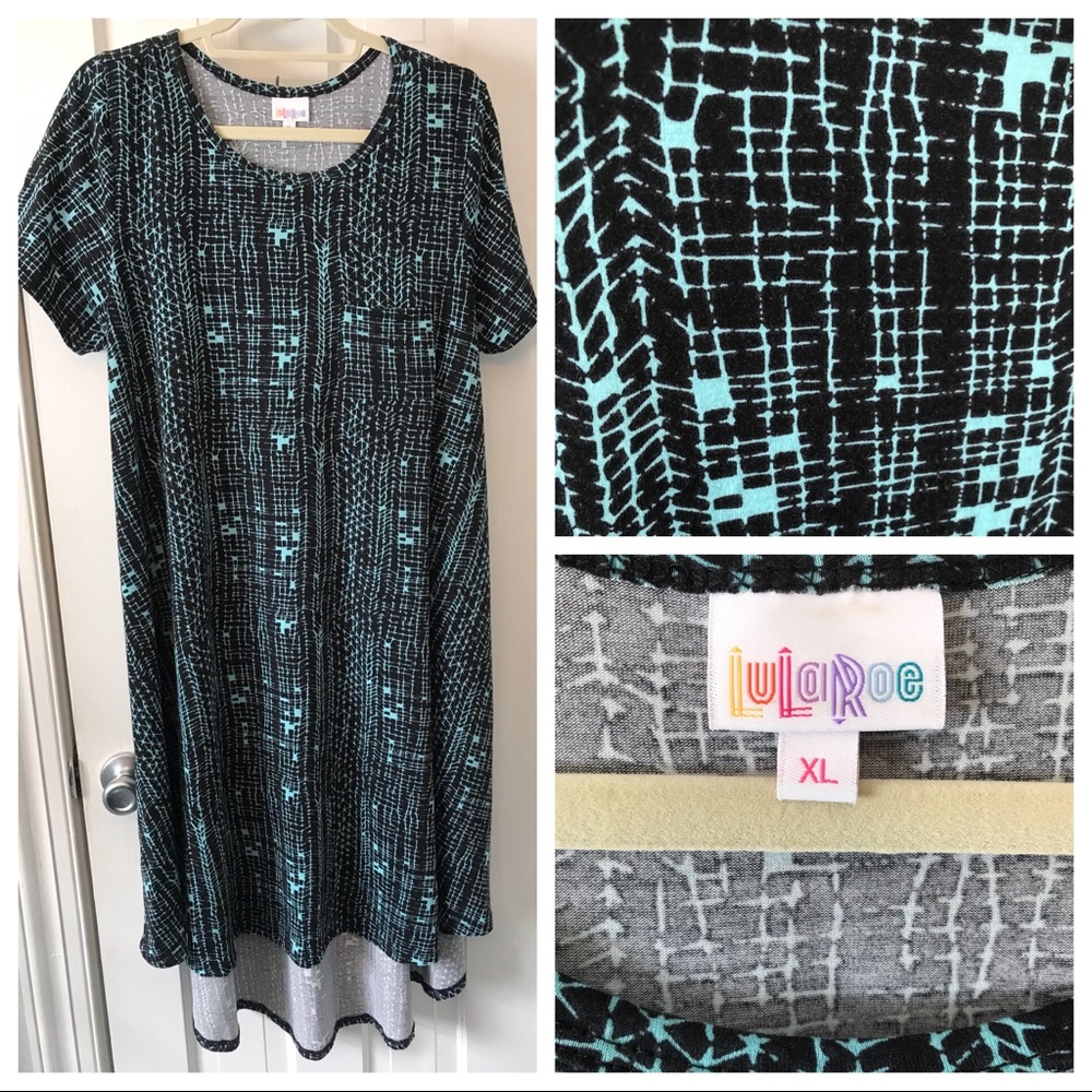 Xl Carly Lularoe Black /Teal Graphic EUC