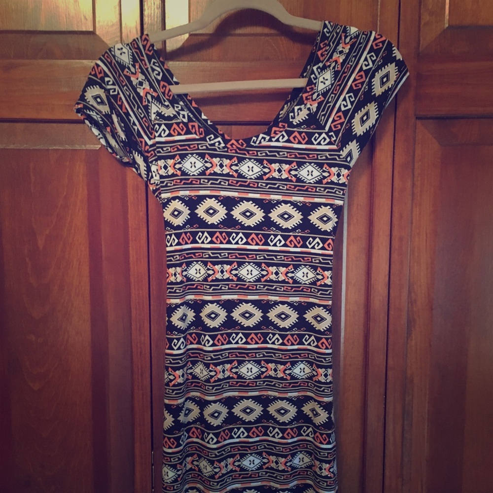 Cross back tribal print dress