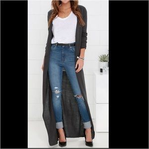 Dark grey cardigan duster