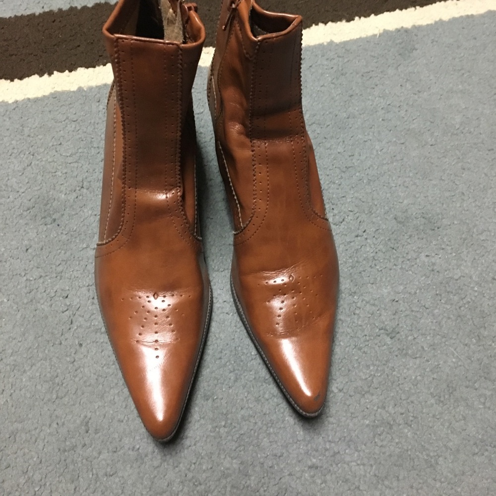 Franco Sarto brown heeled booties