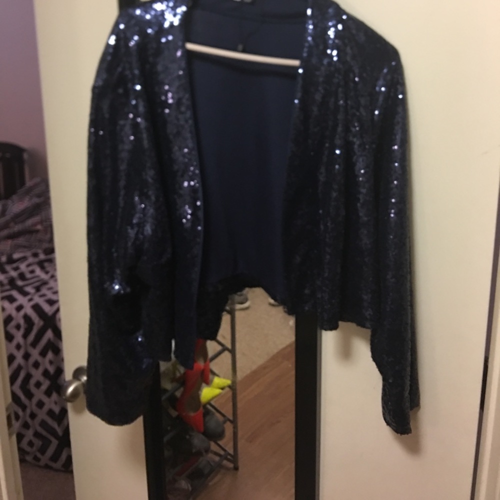 Boohoo cropped sequins blazer