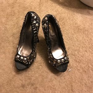 Black Open Toe with Silver Studs