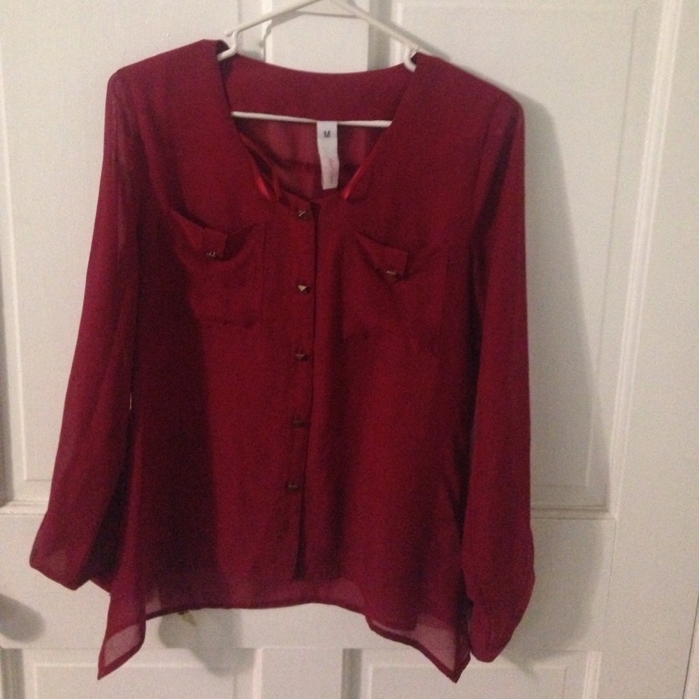 Wine color long sleeve top