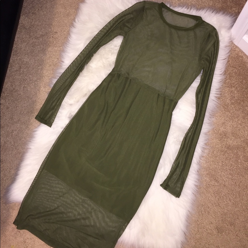 Army Green Mesh Dress!!
