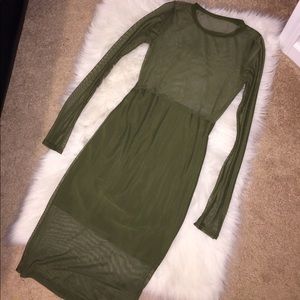 Army Green Mesh Dress!!